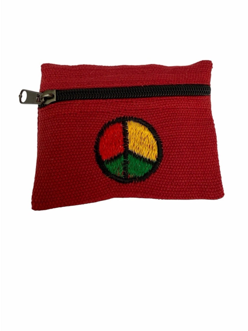 Red Embroidered Peace Sign Coin Pouch NWOT